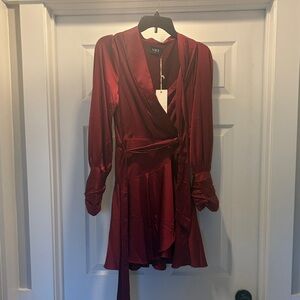 Women's Elegant Burgundy Wrap Dress